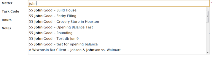 Flexible search for time entry Flexible search for time entry