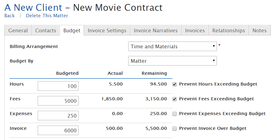 Budget TimeSolv Budget