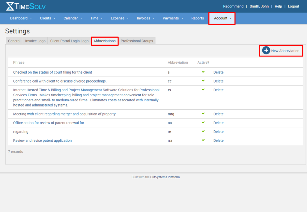 Creating abbreviations