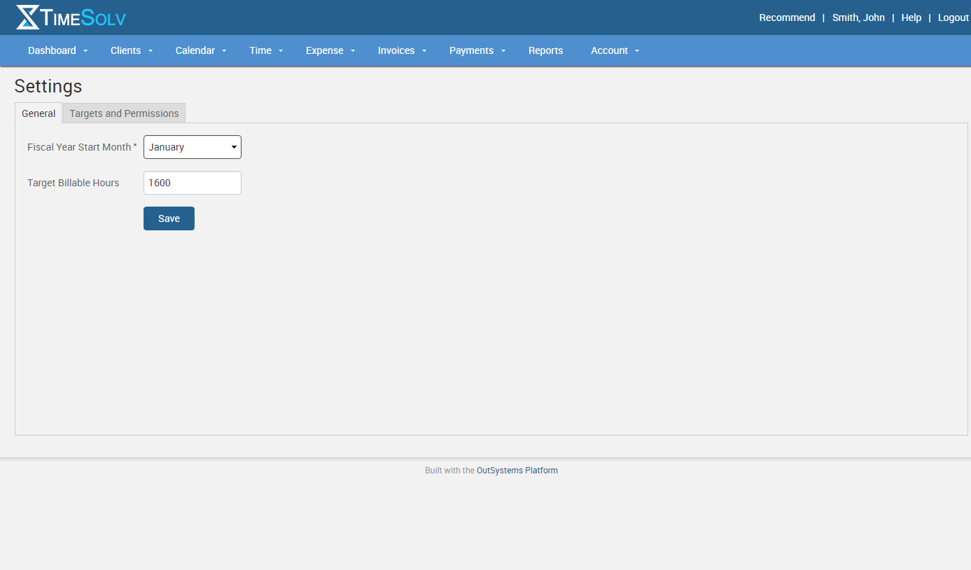 Dashboard general settings