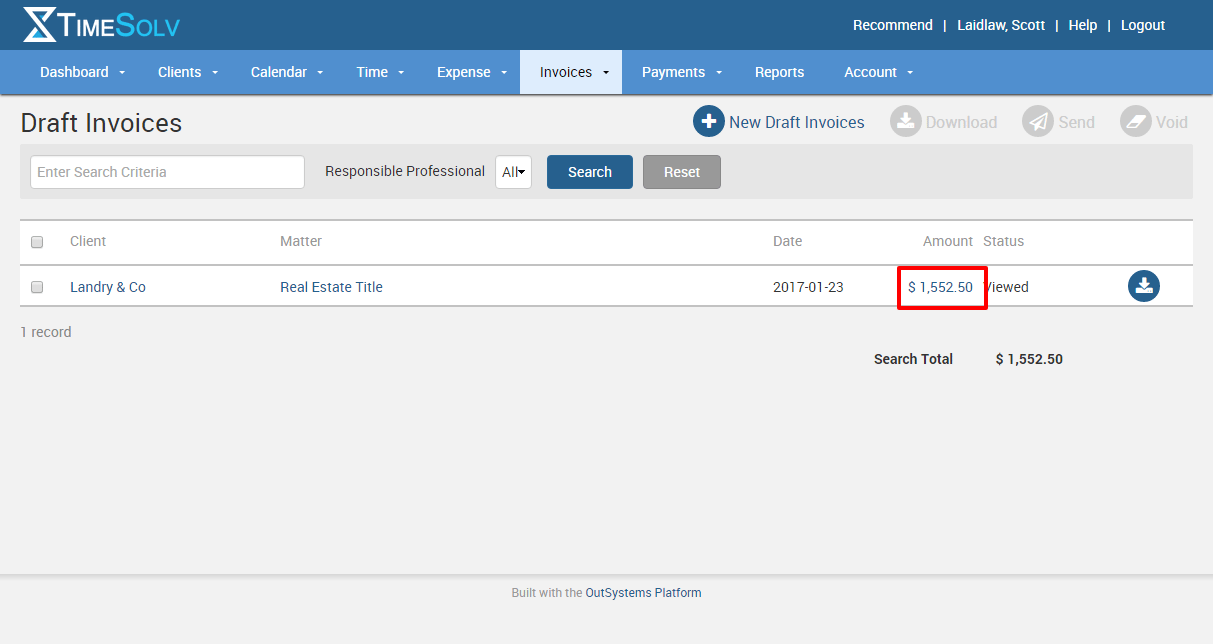 Editing draft invoices