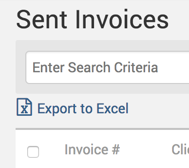 Search criteria input field in the sent invoices interface