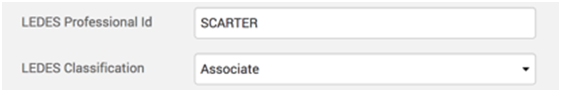 Professional ID and classification fields in LEDES billing software