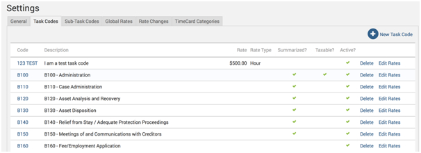 Settings of LEDES billing software