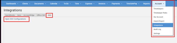TimeSolv Access the SSO Configurations Pag