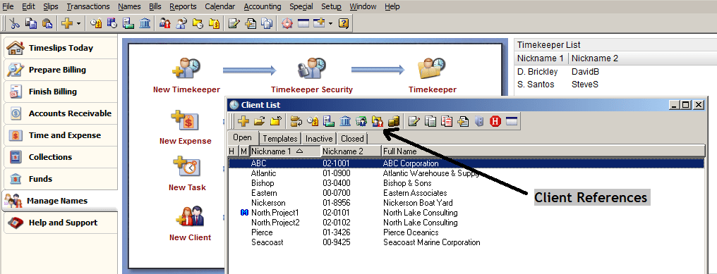 Timeslips Client References